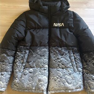 NASA H&M Black and Gray Puffer Jacket